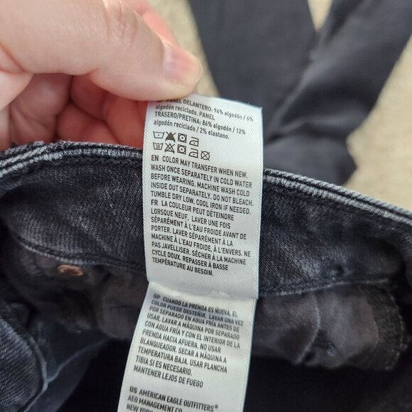 American Eagle Outfitters Strigid Mom Jean Black Distressed Jeans - Picture 6 of 9